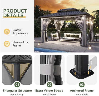 Aoxun Gazebo 10x14 Hardtop Gazebo - Image 6