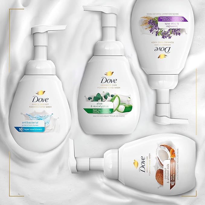 Dove Foaming Hand Wash 4 Count Aloe & Eucalyptus Protects Skin from Dryness, More Moisturizers than the Leading Ordinary Hand Soap, 10.1 oz