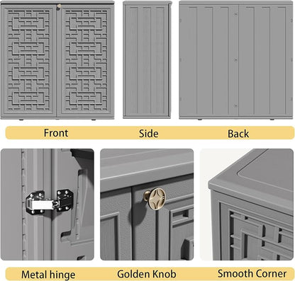 ZZM HDPE Outdoor Storage Shed, Outdoor Plastic Storage Cabinet, Horizontal - Image 6