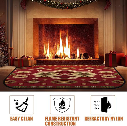 Demissle Cabin Fireplace Hearth Rug Fireplace Mats Cabin Southwestern Fireproof Rug Fire Resistant Mat for Wood Stove Floor for Kitchen Indoor Outdoor(24 x 59 Inch,Antique)