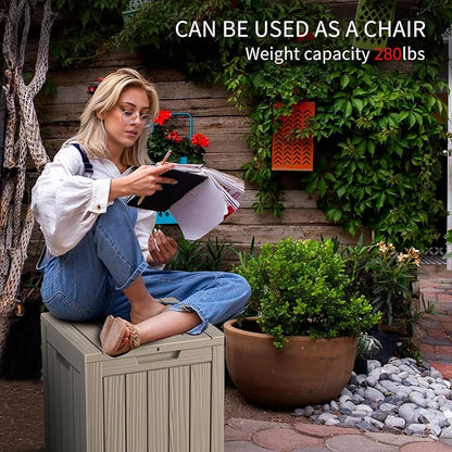 Two 28 Gallon Outdoor Storage Box, Resin Deck Boxes Waterproof, Indoor Outdoor Bin for Package Delivery, Patio Cushions, Gardening Tools, Lockable, UV Resistant