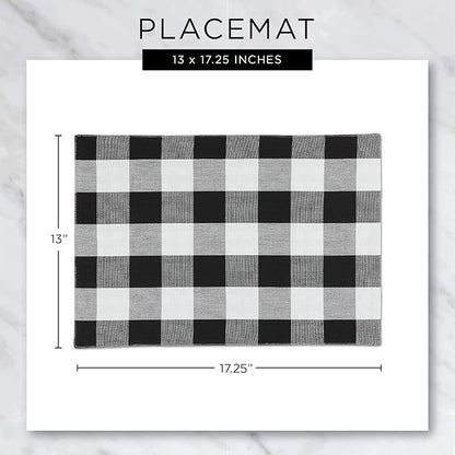 DII PVC Tabletop Collection Woven Indoor/Outdoor, Placemat Set, 13x17.25, Black, 6 Piece
