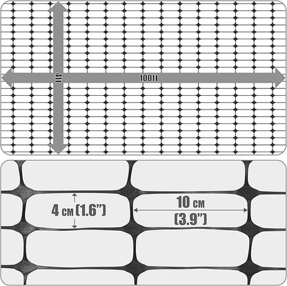 Fencer Wire 4 ft. Safety Fence, 100 ft. Black Plastic Fencing Roll for Construction, Pet and Event Fencing, 4 cm x 10 cm Mesh