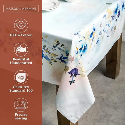 Maison d' Hermine Table Cloth Square Table 100% Cotton 54 x 54 Inches Tablecloth Reusable Decorative for Dining Room, Farmhouse, Home, Party, Festive & Wedding Spring Summer - Lazy Summer Days