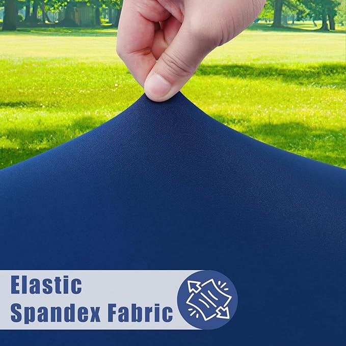 Spandex 8 Foot Rectangle Table Cloth 6 Pack, Elastic Fitted Tablecloths for Picnic, Stretch Washable Patio Table Cover for Outdoor, Camping, Banquet and Parties (Navy, 30"x96")