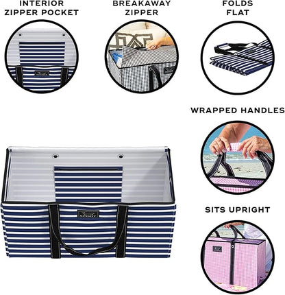 SCOUT Errand Boy - Extra Large Lightweight Utility Tote with Breakaway Zipper - Collapsible Grocery and Market or Beach Tote