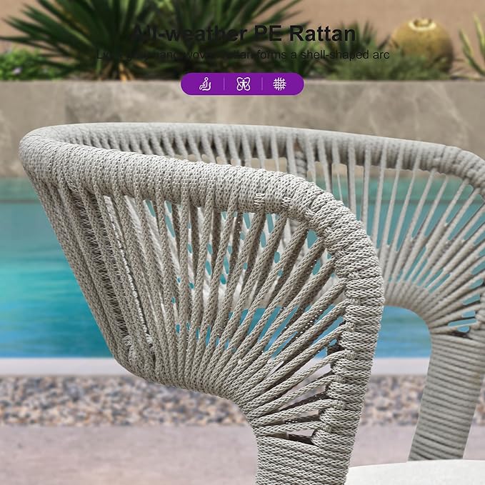 PURPLE LEAF 9 Pieces Outdoor Dining Set Patio Table and Chairs Set Aluminum Rattan Wicker Patio Dining Set for Lawn Backyard Deck Champagne