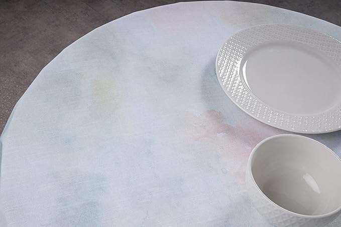 Maison d' Hermine Table Cloth Round Table 100% Cotton 63 Inches Tablecloth Reusable Decorative Everyday Use for Dining Room, Farmhouse, Home, Party, Festive & Wedding Spring Summer - Lazy Summer Days