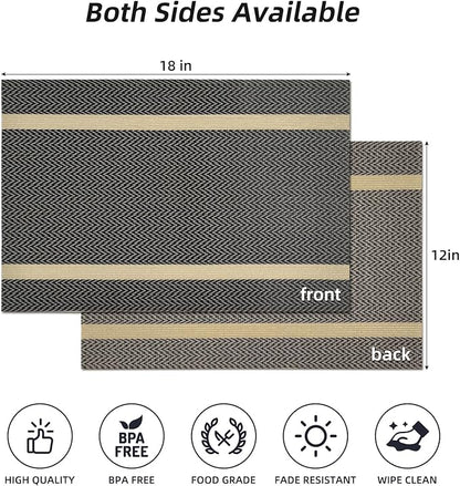 Modern Placemats Set of 8-Durable PVC Table placemats,Vinyl Woven Place Mats for Dining Table Heat Resistant Non-Slip Washable Indoor/Outdoor Table Mats (Brown)