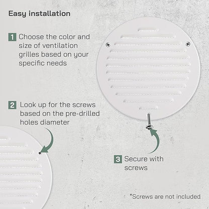 Vent Systems 6 Inch (Inner) Pack of 5 White Vent Cover - Round Metal HVAC Return Air Grille with Mesh Screen - Register Soffit Wall Vent - Outdoor, Indoor, Crawlspace - Exhaust Ventilation Grill