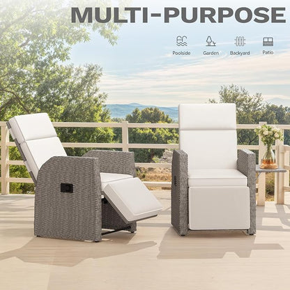YITAHOME Outdoor Recliner Chair, Wicker Recliner Chair 150°Reclining, Solid - Image 8