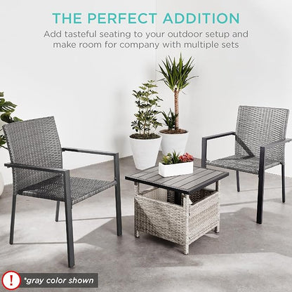 Best Choice Products Set of 2 Stackable Outdoor Wicker Dining Chairs - Image 6