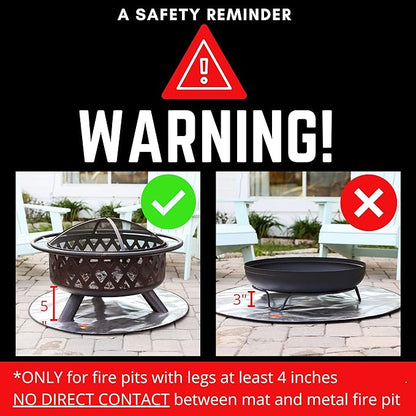 36" Fire Pit Protector for Deck or Patio, Thick Heat Resistant Deflector, Triple Layer BBQ Mat