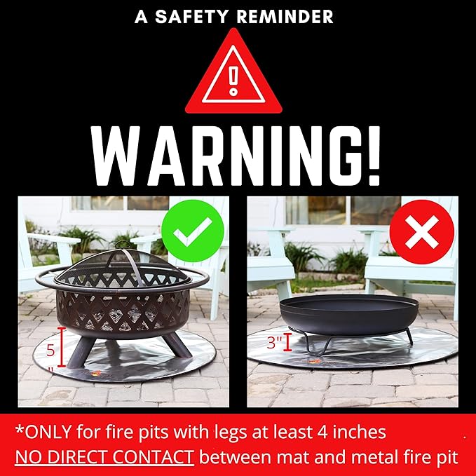 40" Round Fire Pit Mat for Deck, Patio, Grass and Concrete. Heat Reflective Fireproof Mat/Ember Mat. 3 Layer Fire Pit Pad, Thick Firepit Protector, Outdoor BBQ Grill Mat Protector