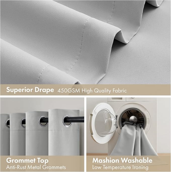 MIULEE Light Grey 40x72 Inch 100% Blackout Curtains - Image 7