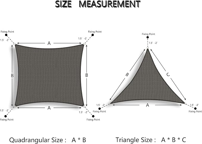 Tronssien Triangle 16'x16'x16' Sun Shade Sail, 95% UV Blockage Canopy Awning - Image 7