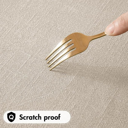 MIULEE Natural Linen Cotton Blend Tablecloth Rectangle, Luxury Waterproof Stain Resistant Durable Farmhouse Oblong Table Cloth for Dining Party Christmas Weddings Birthday, 52 x 70 inch, Ivory Cream