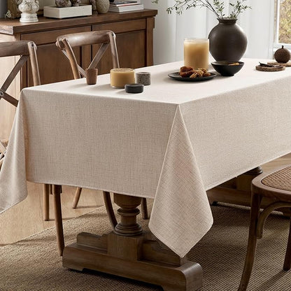 MIULEE Ivory Linen Polyester Tablecloth 52x70 Inch Spring Rectangle Table Cloth Waterproof,Stain Resistant & Wrinkle Resistant for Dining Party Wedding
