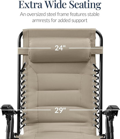 Best Choice Products Oversized Padded Zero Gravity Chair, Folding Outdoor Patio - Image 3