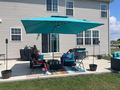 PURPLE LEAF Cantilever Outdoor Umbrella 11' x 11' Large, Turquoise Blue | 35MPH - Image 2