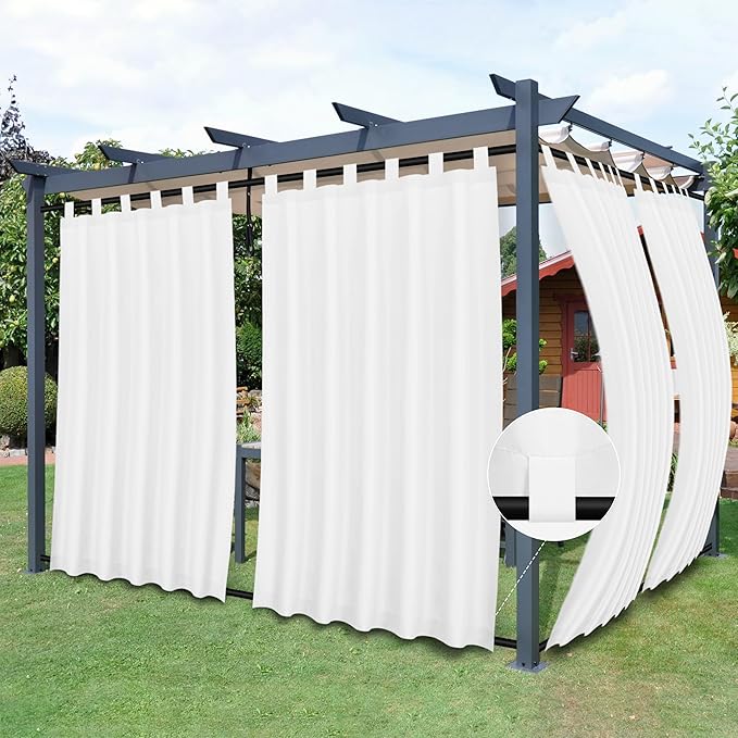 Easy-Going Outdoor Patio Curtains 2 Panels, 54x84 inch, Porch and Pergola by Easy-Going