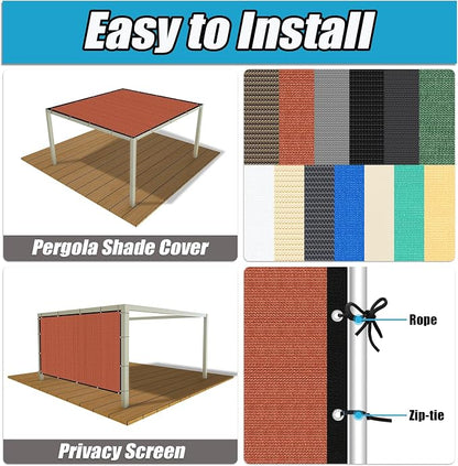 Amagenix 90% Pergola Shade Cover 8' X 10' Sun Shade Cloth - Image 4