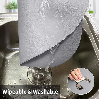 Herda Placemats Set of 6 for Dining Table Mats Faux Leather Place Mats Wipeable Washable Placemats for Round Table Mats for Kitchen Dining Patio Heat Resist Easy to Clean Light Grey