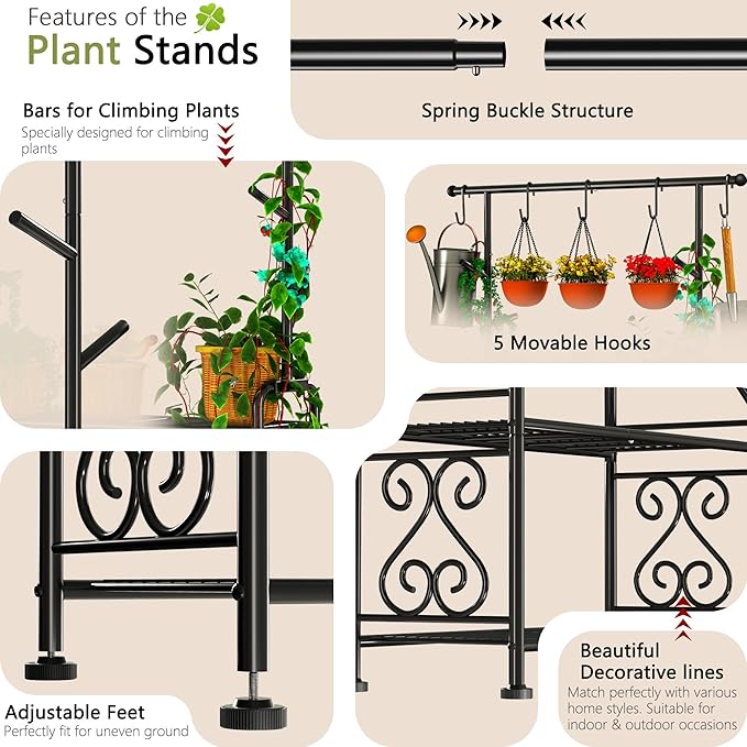 GIOTORENT Plant Stand Indoor Outdoor, 4-Tier Heavy Duty Metal Shelves, Display - Image 6