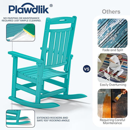 Oversized HDPE Outdoor Rocking Chair Set of 2, All-Weather, Aruba | Heavy Duty - Image 8