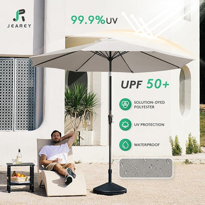 JEAREY 9FT Outdoor Patio Umbrella, Market Umbrella, Fog Gray | Outdoor Table - Image 3