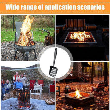 Hollow Out Fireplace Ash Sifter, Hollow Out Fireplace Shovel Metal Coal Ash, Resistant Fireplace Scoop Charcoal Shovel Fireplace Tools, Adhesive Hook for Wood Stove Indoor Fireplace Fire Pit