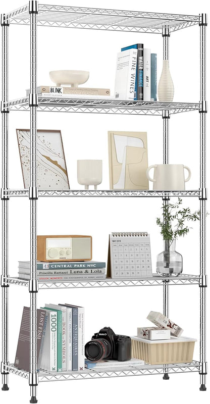 M MZG 1250 lbs 5 Tier Shelf Metal Storage Shelves Shelving Wire Rack Heavy Duty by MEIGAOPLASTICANDMETALHKCOLIMITED