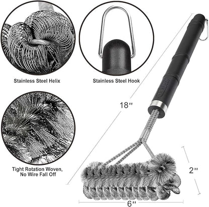 GRILLART Grill Brush [Wire + Helix] Combined BBQ Brush - Safe & Efficient Grill Cleaning Brush - 18" Grill Cleaner Brush Scrubber for Gas/Porcelain/Charbroil Grates – BBQ Accessories Gifts for Men/Dad