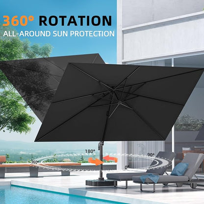 10' X 13' Outdoor Patio Umbrella Large Rectangle Cantilever Umbrella Heavy Duty - Image 5