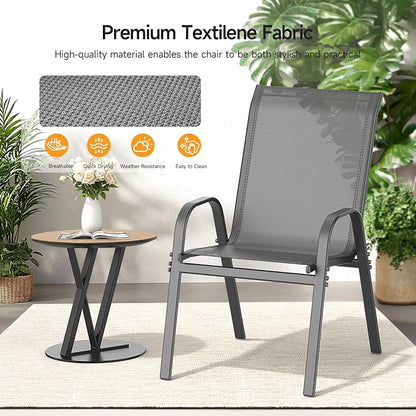 Patio Chairs Set of 4, Stackable Outdoor Dining Chairs | All Weather Dining Set - Image 8