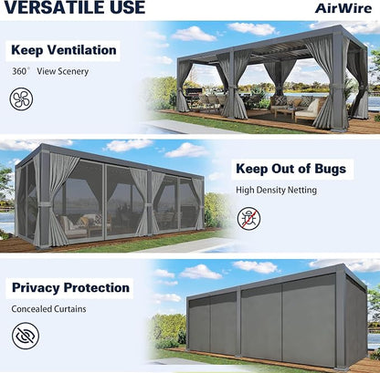 Airwire 10x20 ft Louvered Pergola All-Aluminum Frame | Outdoor Pergolas - Image 4