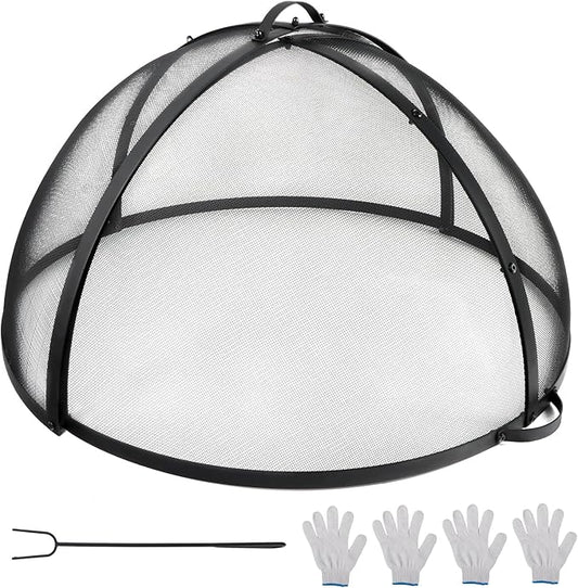 Kodilin Fire Pit Screen 36 Inch Round Fire Pit Spark Screen with Tight-Weave Steel Mesh, Heavy-Duty Firepit Screen Cover Ember Lid with Hinge & Handles for Easy Access and Safe Outdoor Fire Burning