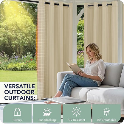 Patio Curtains Outdoor Waterproof 6 Panels, Porch Sun Shade | Weatherproof & - Image 3