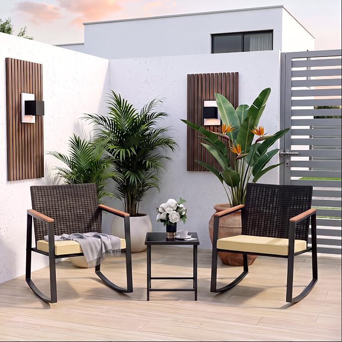 Gizoon 3 Pieces Rocking Patio Bistro Set | - Image 3