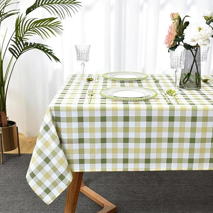 Waterproof Plaid Tablecloth Fabric - Oblong 52x70 Inch Classic Buffalo Tartan Table Cloth for Indoor/Outdoor Use - Washable Table Cover for Dinner, BBQs, and Parties