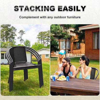 Grezone 4-Piece Rattan Indoor-Outdoor Restaurant Stack Chair Versatile and - Image 4