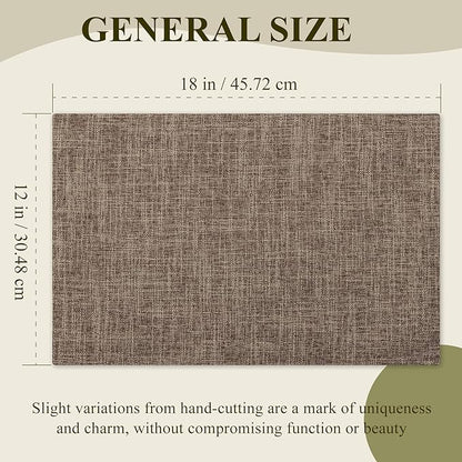 KXN Placemats Set of 8, Dual-Layer Thickened Faux Linen Table Mats, Heat Resistant & Wrinkle-Free, Machine Washable Cloth Place Mats for Kitchen Dining Indoor Outdoor (Burlap)