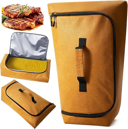 BBQ Blanket for Resting Meat, Leak-Proof & Reusable Insulated Meat Resting Bag, 270° Top Opening for Large Cuts, Meat Smoking Accessories Gifts for Men, Dad or for BBQ Lover - 21in
