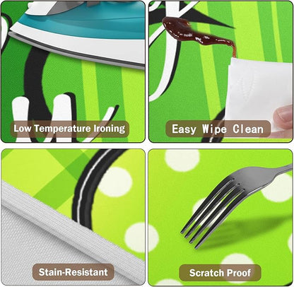 St Patricks Day Round Fitted Tablecloth with Elastic Green Shamrock Lucky Circle Table Cover for 44-48" Tables Spring Clover Wipeable Waterproof Washable Table Cloth for Party Picnic Dining Decor