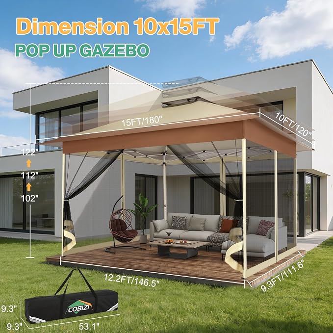 COBIZI 10x15 Pop up Canopy Gazebos on Clearance-Canopy Tent - Image 3