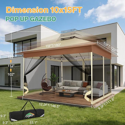 COBIZI 10x15 Pop up Canopy Gazebos on Clearance-Canopy Tent - Image 3