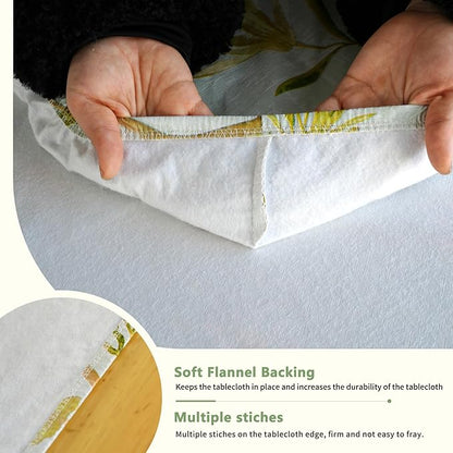 Rectangle Picnic Table Cloth, Elastic Waterproof Fitted Vinyl Tablecloths for 6 Foot Tables, Wipeable Flannel Backed Table Covers for Dining, Camping, Outdoor(Leaves,36"x72")