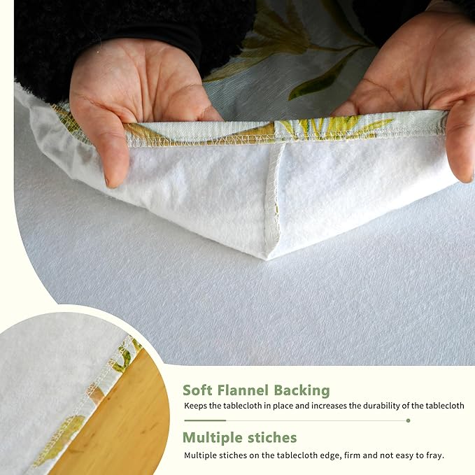 Rectangle Picnic Table Cloth, Elastic Waterproof Fitted Vinyl Tablecloths for 5 Foot Tables, Wipeable Flannel Backed Table Covers for Dining, Camping, Outdoor(Leaves,30"x60")