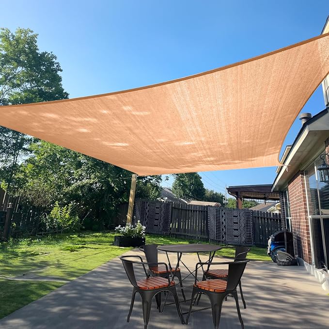 Sun Shade Sail 15'x15' Peach Fuzz Rectangle Custom Size | 95% UV Block by SUNLAX