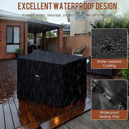 Outdoor Fire Pit Cover Square 44"L x 44"W x 24"H Heavy-Duty Waterproof 600d Oxford Fading Resistant Tear-Resistant Patio Gas Fire Pit Table Cover Coffee Table Cover